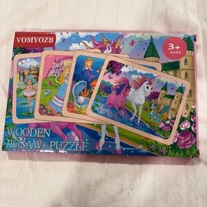 Vomyozb Unicorn Wooden Jigsaw Puzzle Set - Pink & Blue